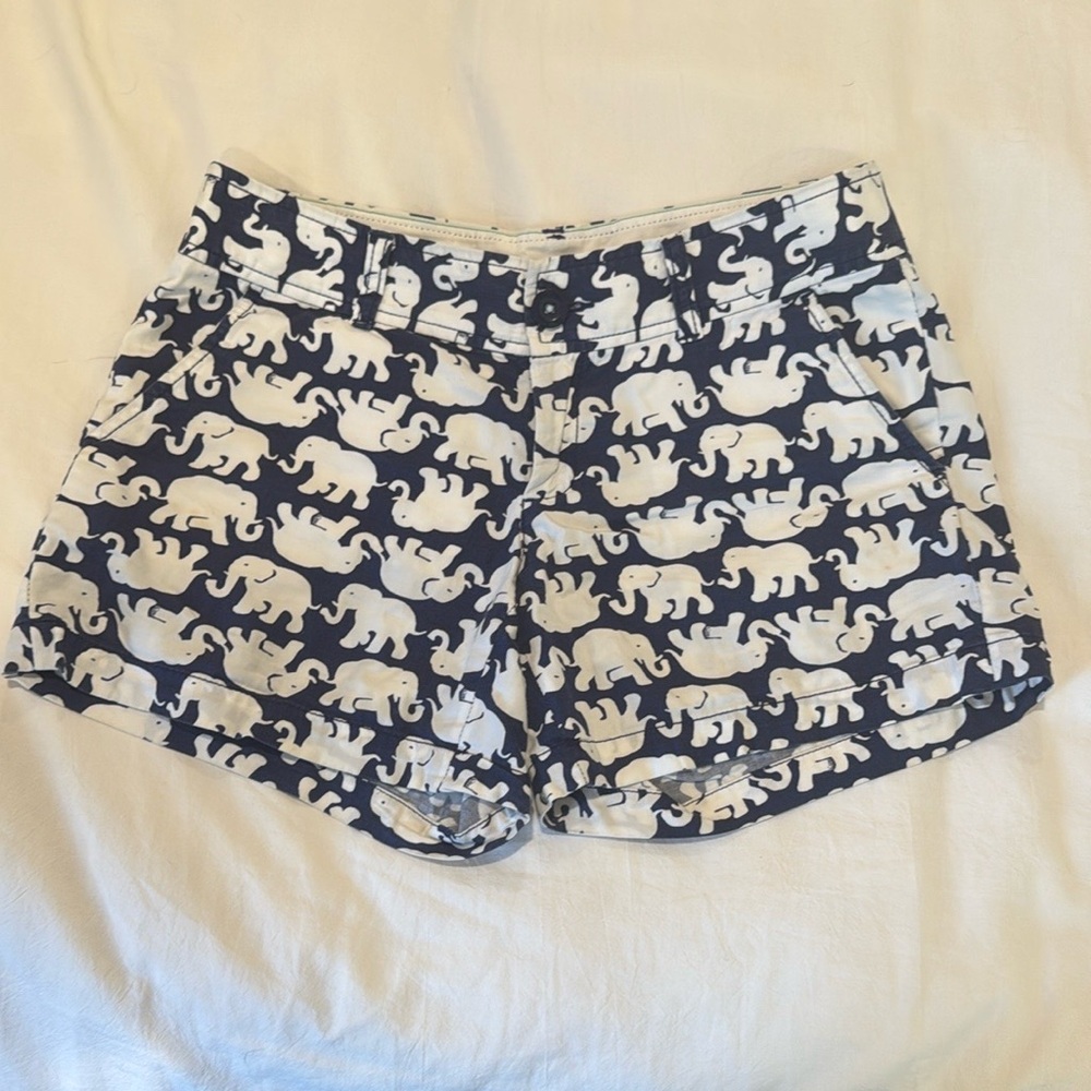 Lilly Pulitzer Blue and White Shorts with Elephant Print